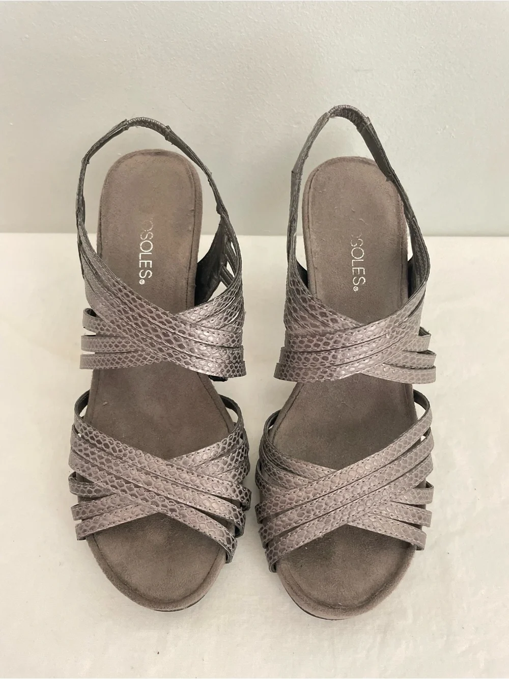 Aerosoles Metallic Taupe Live It Up Strappy Slingback Heeled Sandals